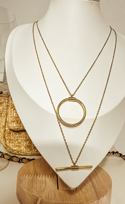 Ring Bar Gold Necklace